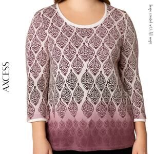 AXCESS Purple Ombre Print Lightweight Knit Top, L